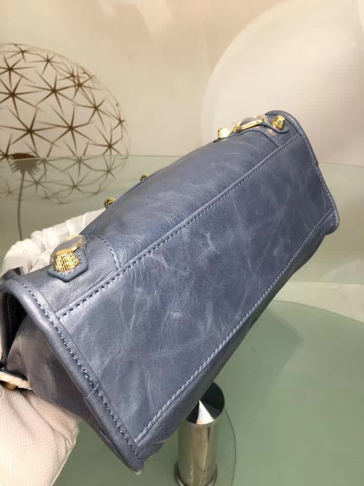 BALENCIAG巴黎世家 義大利進口 原版油蠟頭層牛皮 香皮小銀釘 時尚百搭 手提肩背斜挎包  BL1574